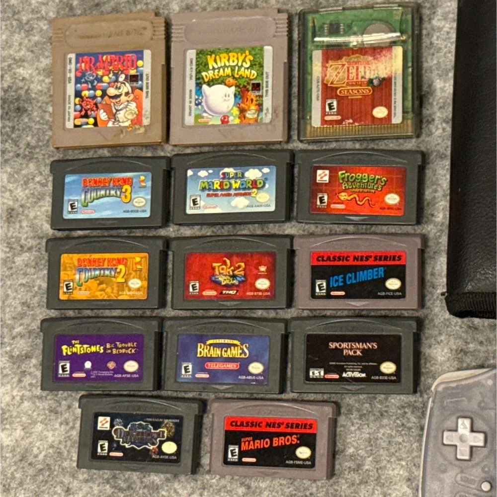 Nintendo Game Boy Advance Glacier AGB-001 Console Bundle 14 Games Zelda Mario